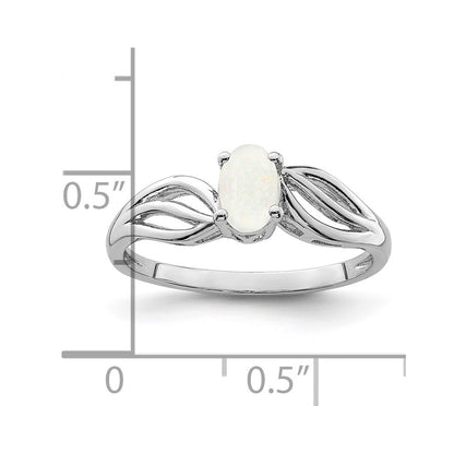 Sterling Silver Rhodium-plated Created Opal Ring