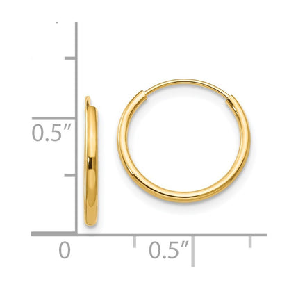 14k Yellow Gold Endless Hoop Earrings Gift for Women