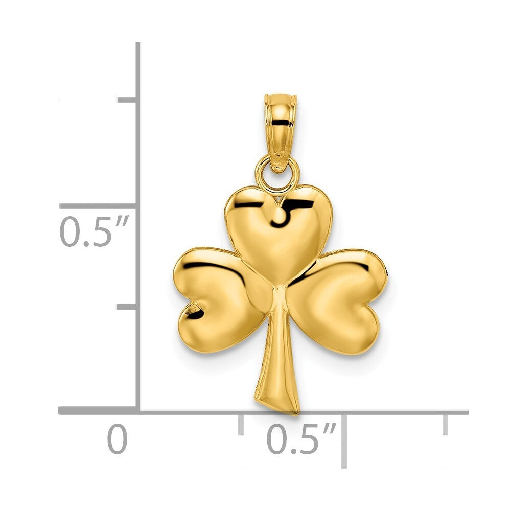 14k Yellow Gold 3-Leaf Clover Charm Pendant for Women