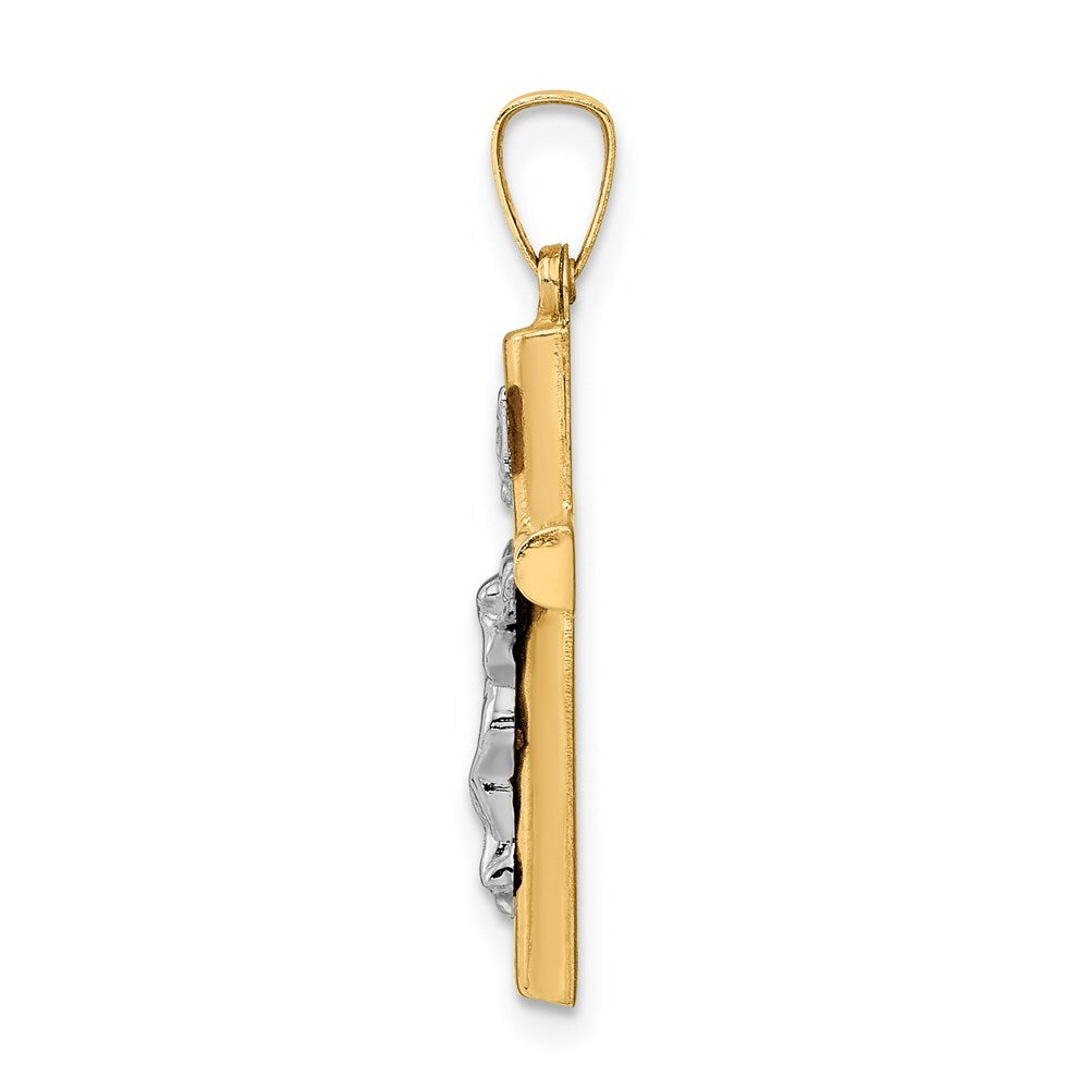 14k Two-tone Gold INRI Crucifix Pendant for Women