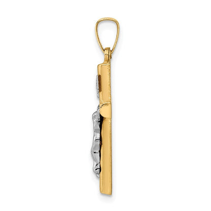 14k Two-tone Gold INRI Crucifix Pendant for Women