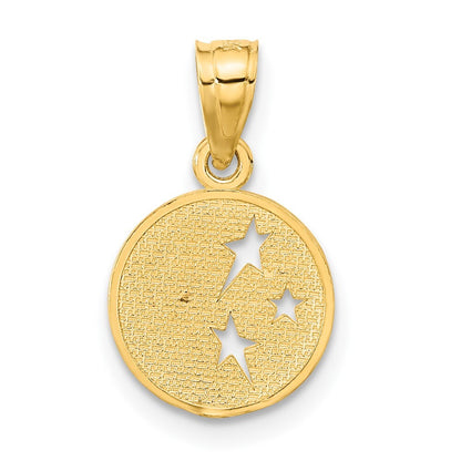 14k Yellow Gold Moon and Stars Pendant for Women