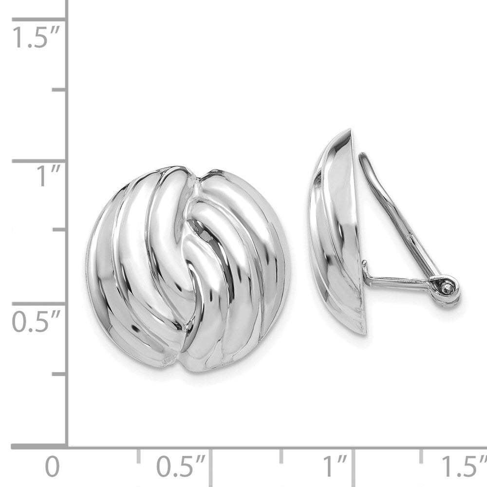 14k White Gold Omega Clip Non-pierced Stud Earrings