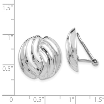 14k White Gold Omega Clip Non-pierced Stud Earrings