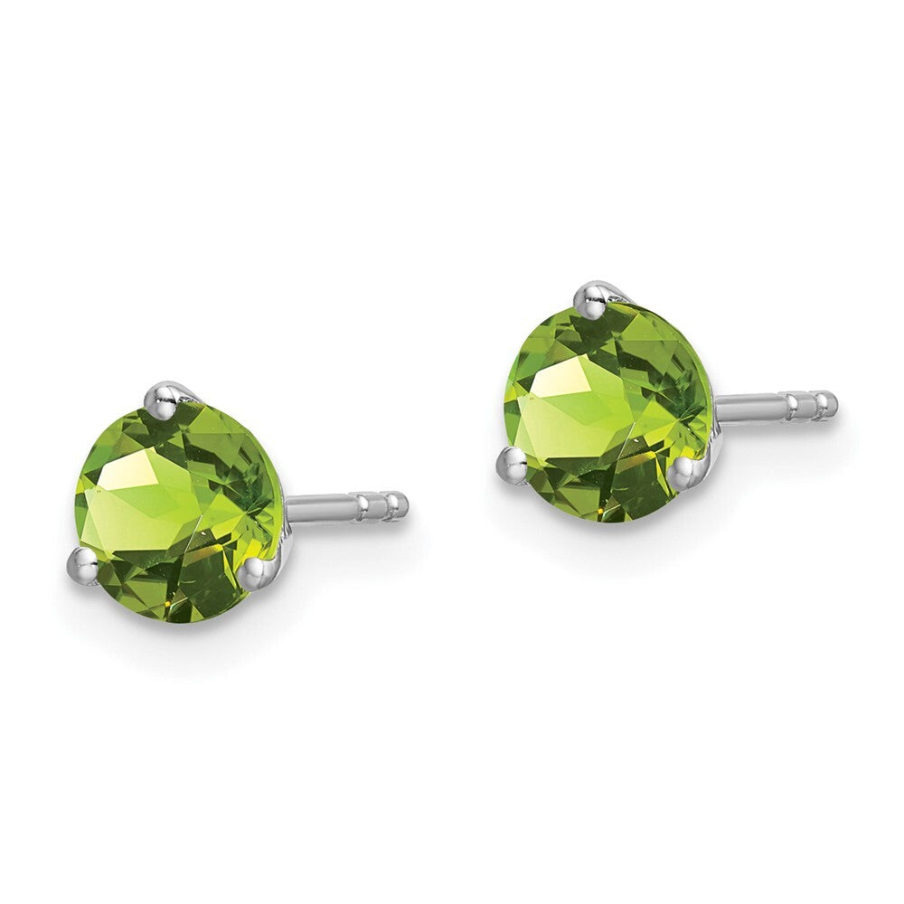 14k White Gold Round Peridot Stud Earrings Gift for Women