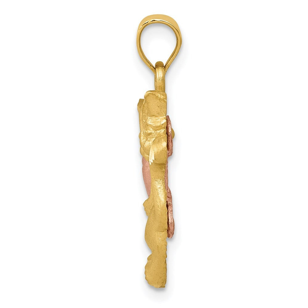 14k Two-tone Gold Cat Charm Pendant for Women