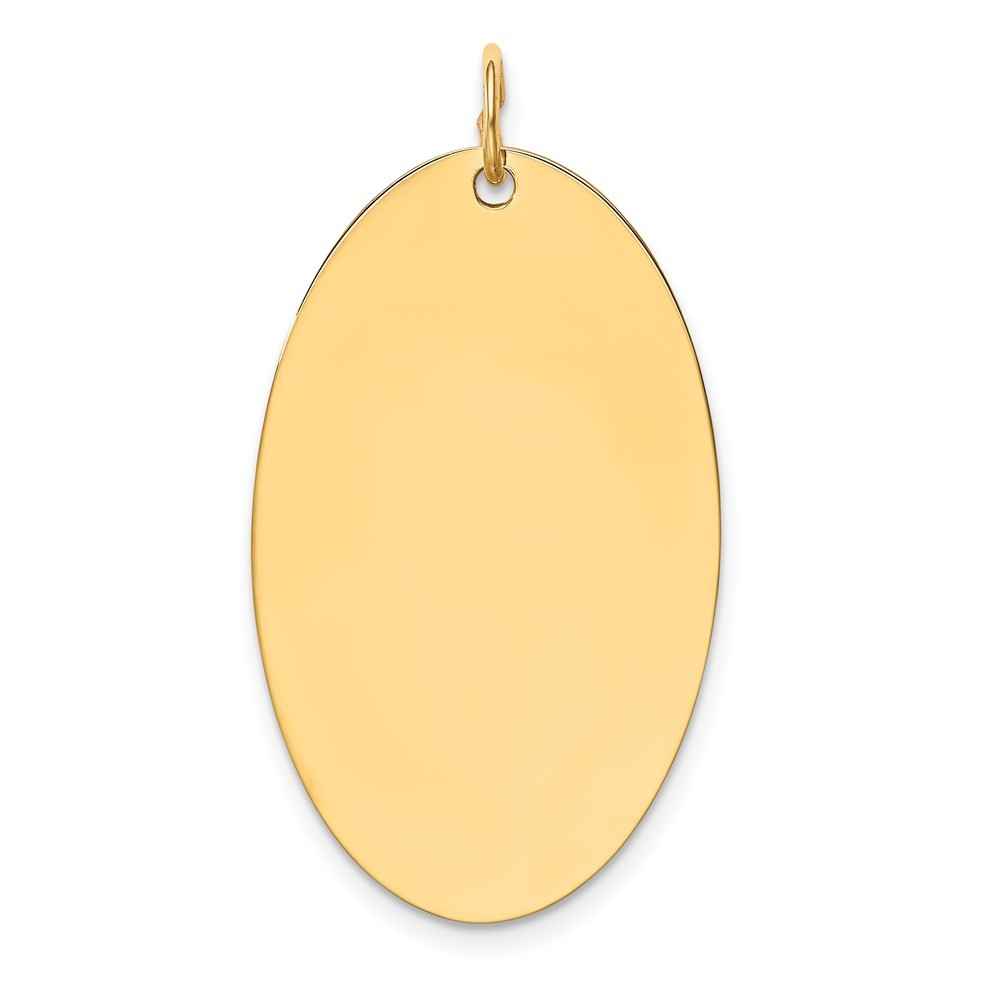14k Yellow Gold Plain .013 Gauge Engravable Elliptical Disc Charm