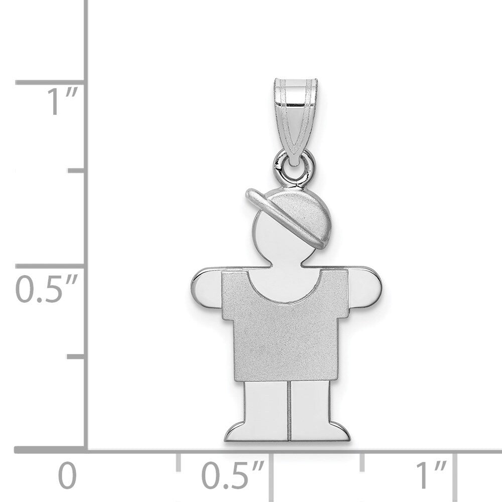 14k White Gold Small Boy Hat on Right Engravable Charm Pendant for Women