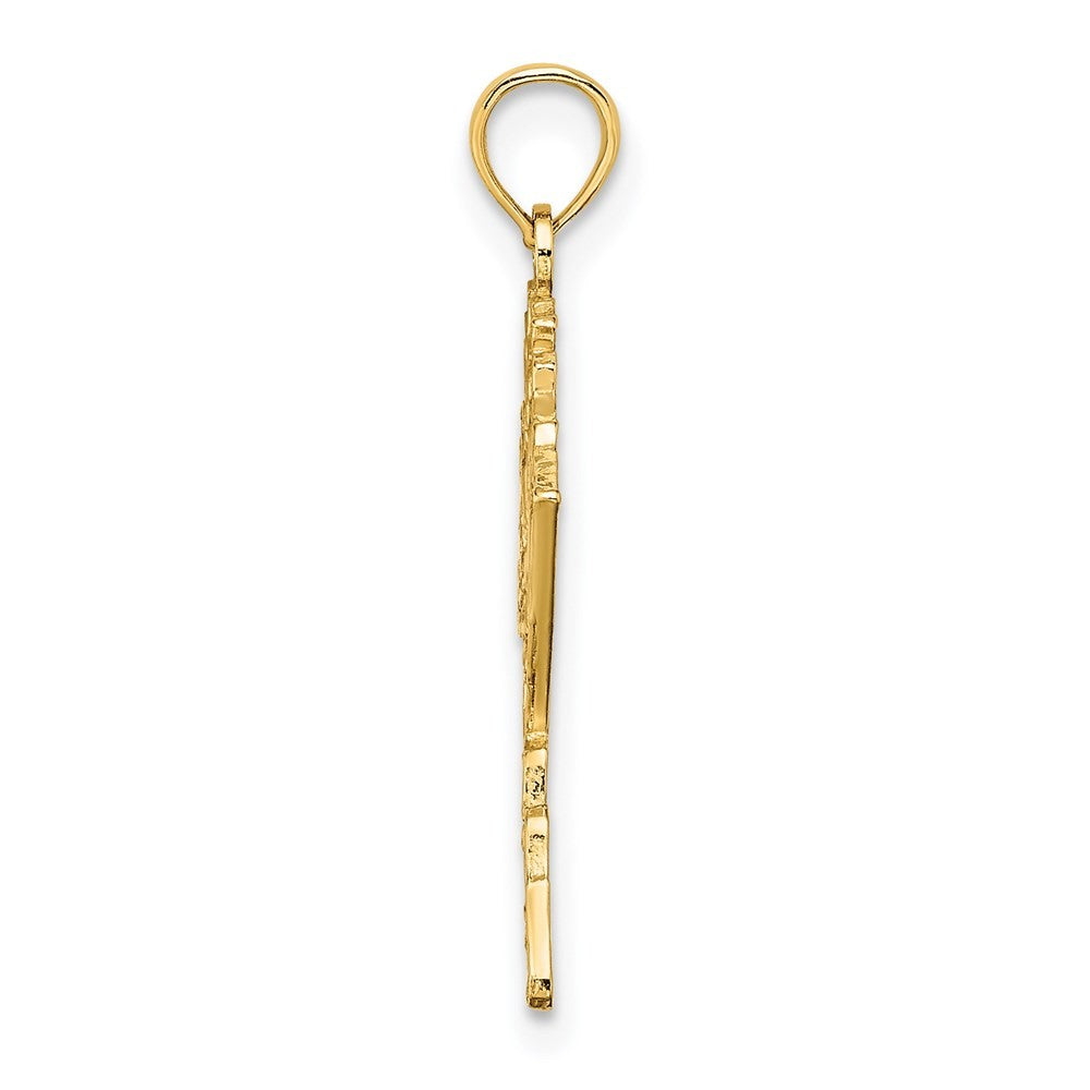14k Yellow Gold Polished/Textured ALASKA Map Charm