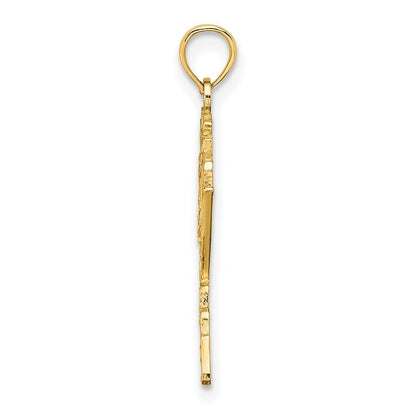 14k Yellow Gold Polished/Textured ALASKA Map Charm