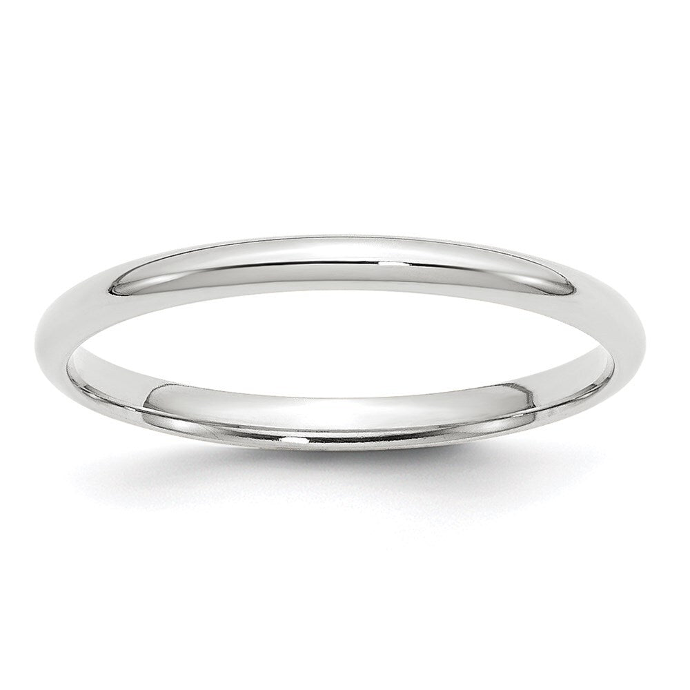14k White Gold 2mm Lightweight Comfort Fit Wedding Band Size 10