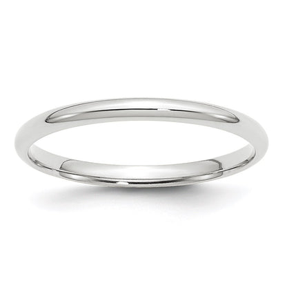 14k White Gold 2mm Lightweight Comfort Fit Wedding Band Size 10
