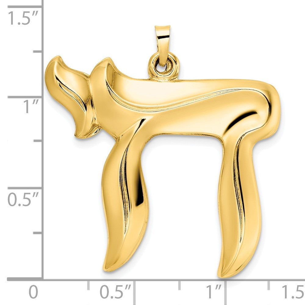 14k Yellow Gold Polished Hollow Chai Symbol Pendant