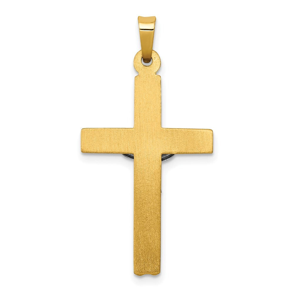 14k Two-tone Gold INRI Hollow Crucifix Pendant for Women