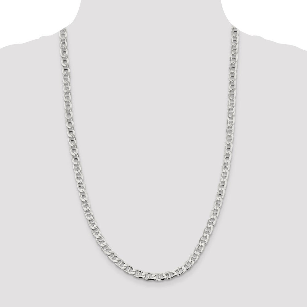 Sterling Silver 6.5mm Diamond-cut Flat Anchor Curb Chain