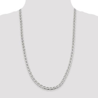 Sterling Silver 6.5mm Diamond-cut Flat Anchor Curb Chain