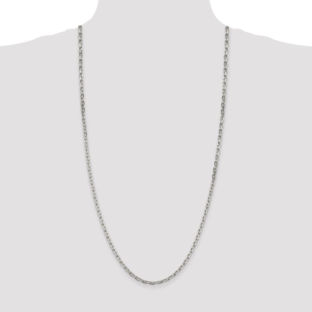 Sterling Silver 3.95mm Beveled Oval Cable Chain