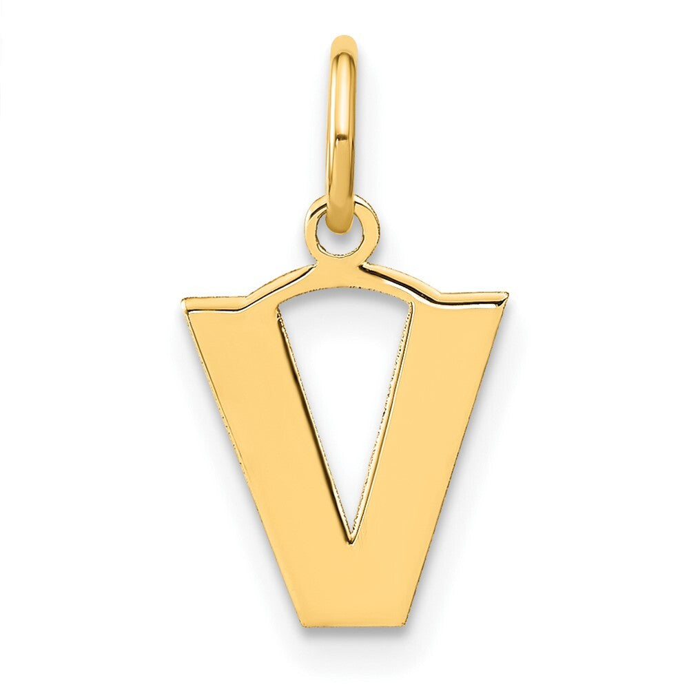 14k Yellow Gold Letter V Initial Pendant for Women