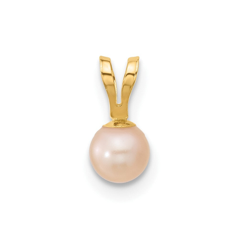 14k Yellow Gold Madi K 4-5mm Pink Near Round Freshwater Cultured Pearl Pendant