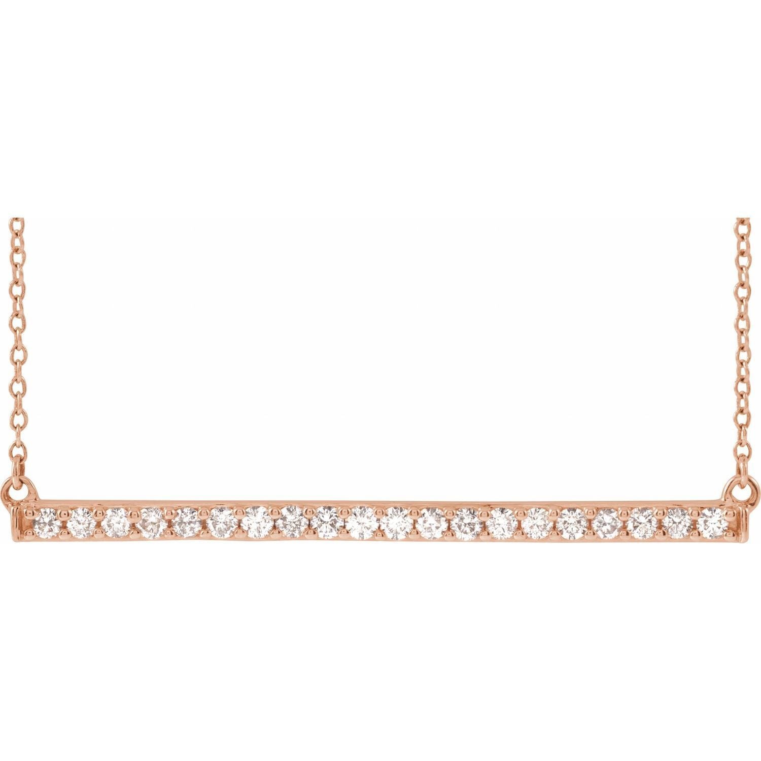 14k Rose Gold 1/2 CTW Natural Diamond Bar Pendant Necklace 18"