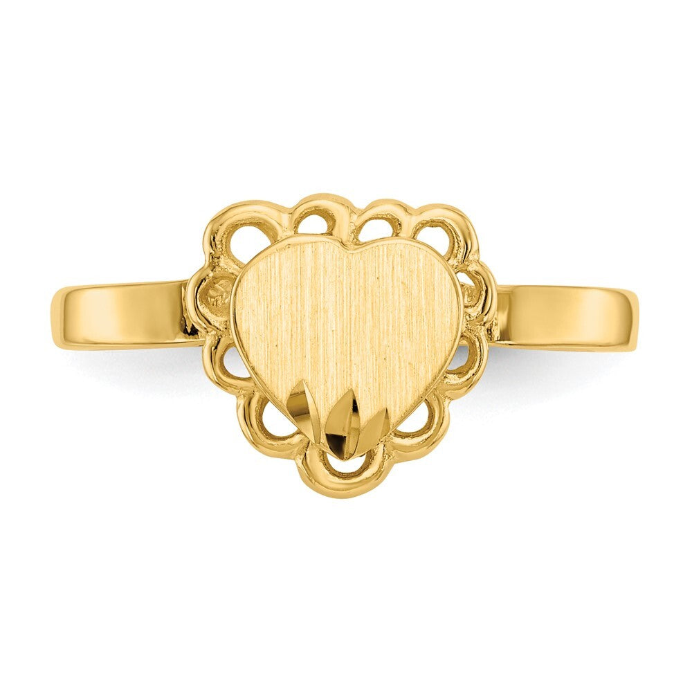 14K Yellow Gold 6.5x7.0mm Open Back Heart Signet Ring