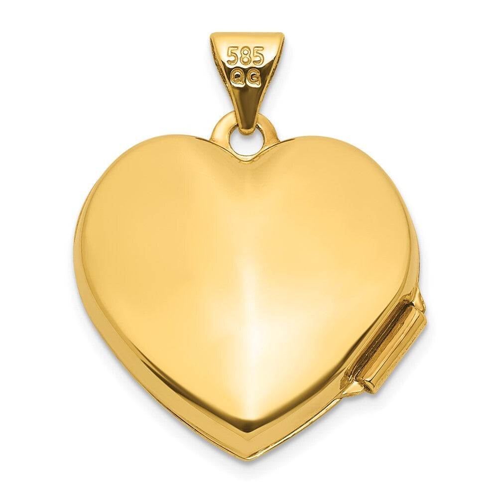 14k Yellow Gold Polished Blue Fabric Open Cross 18mm Heart Locket for Women