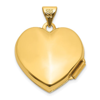 14k Yellow Gold Polished Blue Fabric Open Cross 18mm Heart Locket for Women