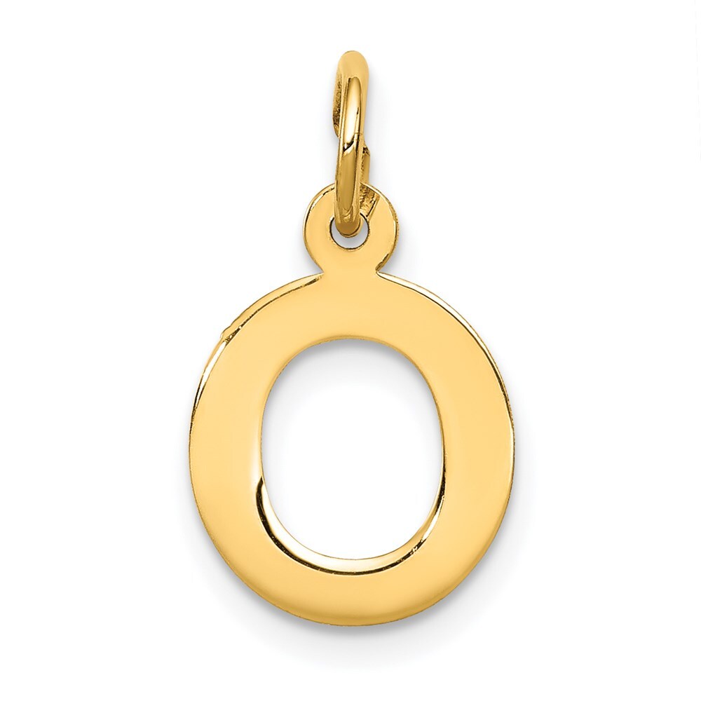 14k Yellow Gold Small Block Letter O Initial Charm Pendant for Women
