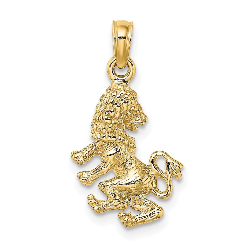 14k Yellow Gold 3-D Leo Zodiac Charm Pendant for Women