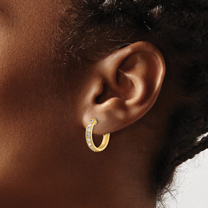 14k Yellow Gold Diamond Hinged Hoop Earrings