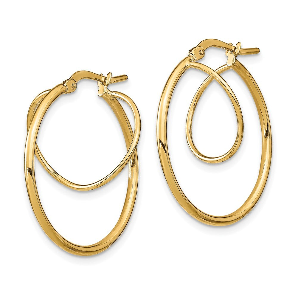 14k Yellow Gold Twisted Circle Inside Hoop Earrings