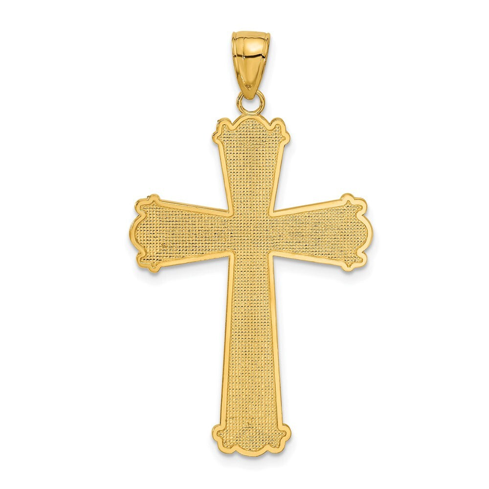 14k Yellow Gold Diamond-cut Cross Pendant