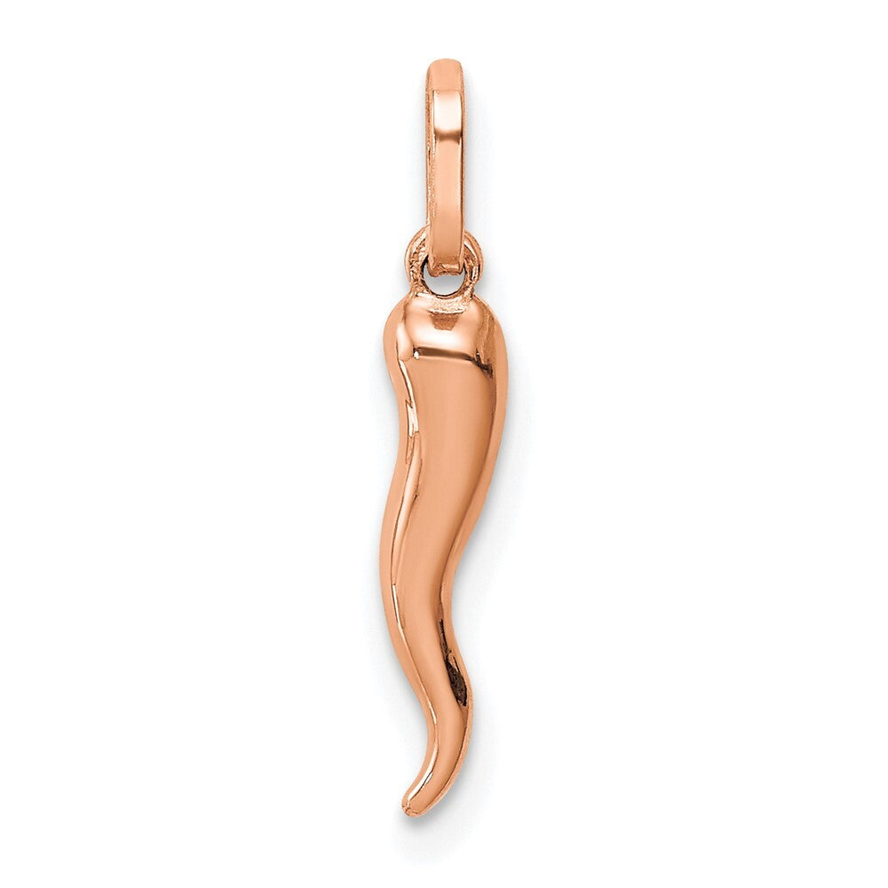 14k Rose Gold 3D Italian Horn Charm Pendant for Women
