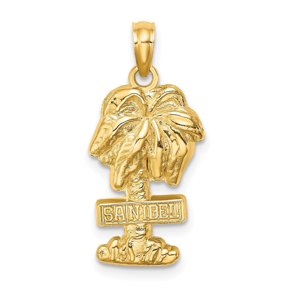 14k Yellow Gold SANIBEL Palm Tree Charm Pendant for Women