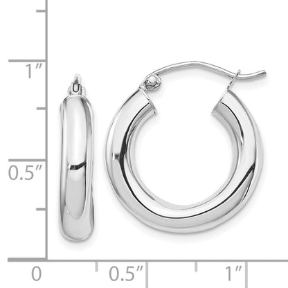 14k White Gold Polished 4mm Tube Hoop Earrings Gift for Women