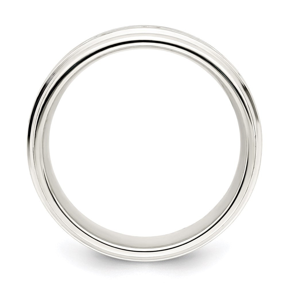 Sterling Silver 7mm Flat Intertwined Design Beveled Edge Fancy B&Ring Size 10.5