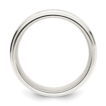 Sterling Silver 7mm Flat Intertwined Design Beveled Edge Fancy B&Ring Size 10.5