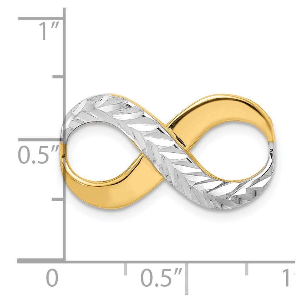14k Yellow Gold Rhodium Diamond-Cut Infinity Fits 4mm Fancy Omega Slide Pendant