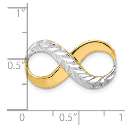 14k Yellow Gold Rhodium Diamond-Cut Infinity Fits 4mm Fancy Omega Slide Pendant