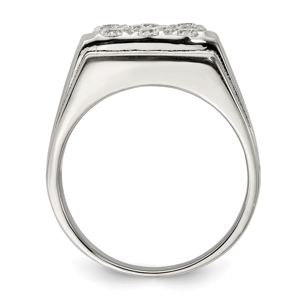 Sterling Silver Rhodium-plated Men's Cubic Zirconia Ring Size 9