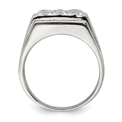 Sterling Silver Rhodium-plated Men's Cubic Zirconia Ring Size 9