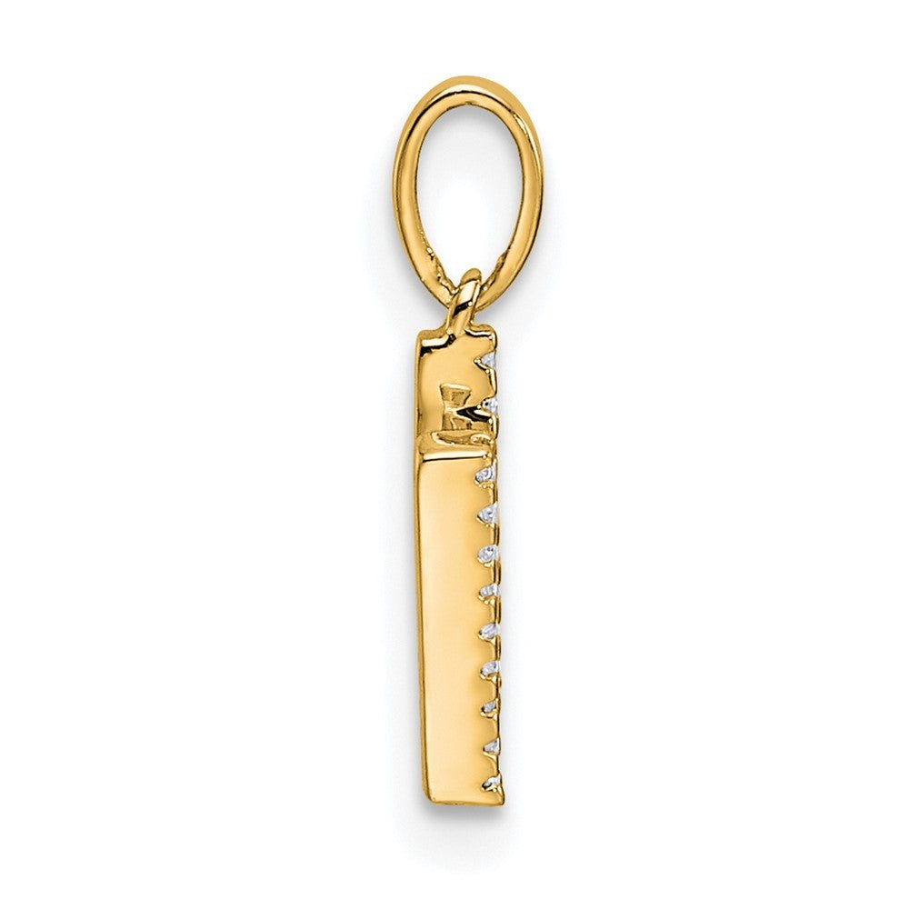 14k Yellow Gold Diamond Letter N Initial Pendant