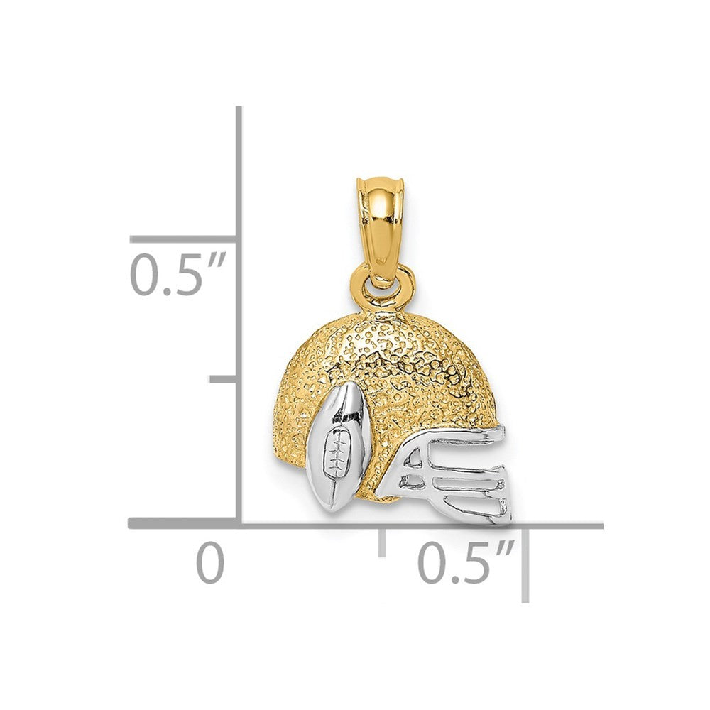 14k Yellow Gold Rhodium Football Helmet Charm Pendant