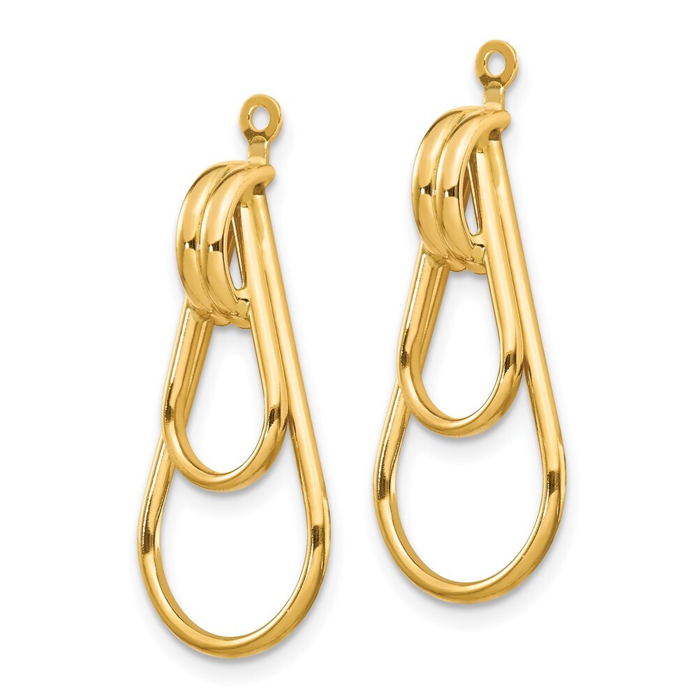 14k Yellow Gold Polished Double Teardrop Earring Jackets Gift for Women