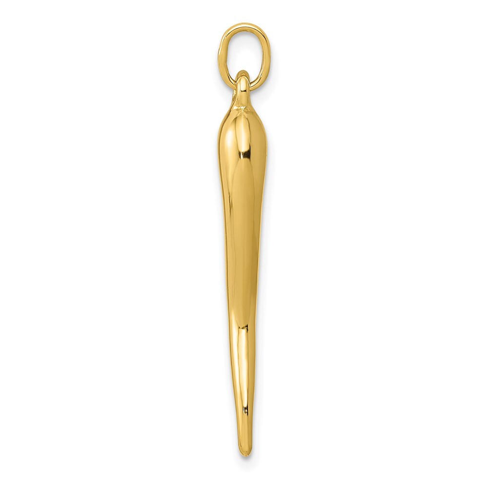 14k Yellow Gold 3D Italian Horn Charm