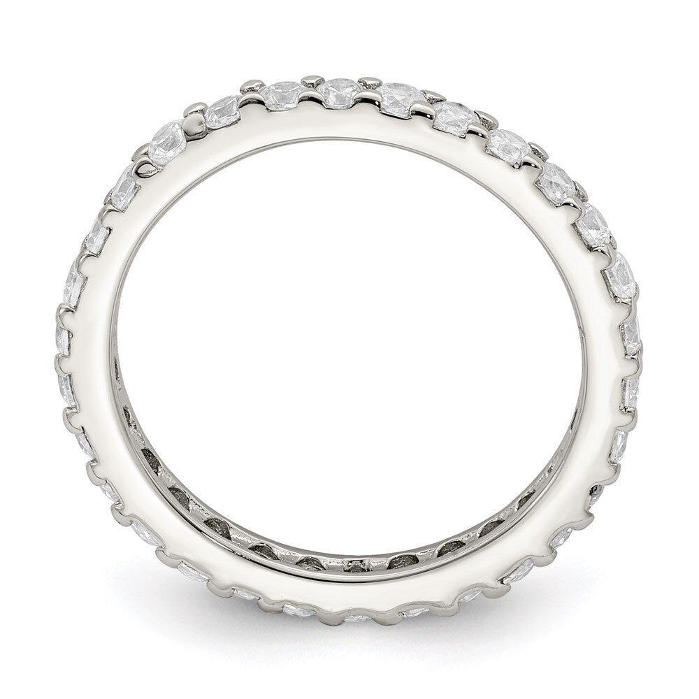 Sterling Silver Rhodium-plated Cubic Zirconia Ring Size 8