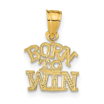 14k Yellow Gold BORN TO WIN Pendant for Women