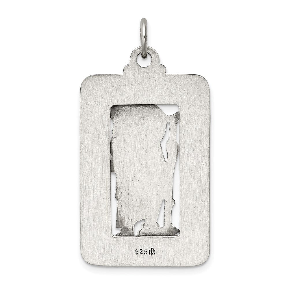 Sterling Silver Antiqued and Brushed St. Christopher Medal Pendant