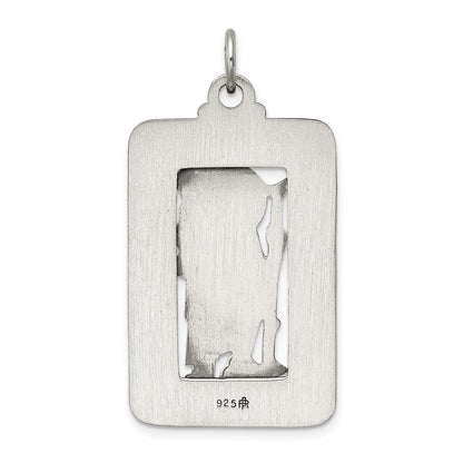 Sterling Silver Antiqued and Brushed St. Christopher Medal Pendant