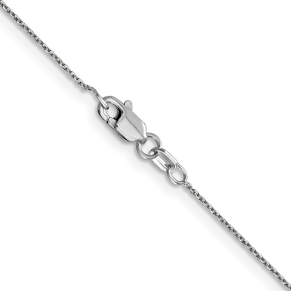 14K White Gold 14" .8mm Diamond-cut Round Open Link Cable Chain Necklace